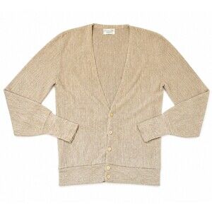 Vintage Christian Dior Cardigan Sweater Mens L Beige Tan USA Orlon Acrylic VNeck